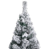 Slim Pre-lit Christmas Tree with Flocked Snow Green 120 cm PVC