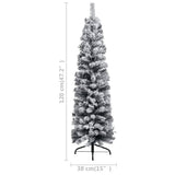 Slim Pre-lit Christmas Tree with Flocked Snow Green 120 cm PVC - Close-Up Angle