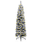 Slim Pre-lit Christmas Tree with Flocked Snow Green 150 cm PVC