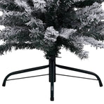 Slim Pre-lit Christmas Tree with Flocked Snow Green 150 cm PVC