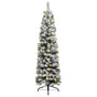 Slim Pre-lit Christmas Tree with Flocked Snow Green 180 cm PVC