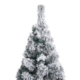 Slim Pre-lit Christmas Tree with Flocked Snow Green 180 cm PVC