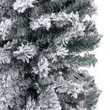 Slim Pre-lit Christmas Tree with Flocked Snow Green 180 cm PVC