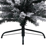 Slim Pre-lit Christmas Tree with Flocked Snow Green 180 cm PVC