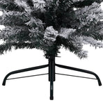 Slim Pre-lit Christmas Tree with Flocked Snow Green 180 cm PVC