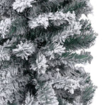 Slim Pre-lit Christmas Tree with Flocked Snow Green 210 cm PVC
