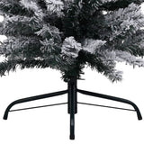 Slim Pre-lit Christmas Tree with Flocked Snow Green 210 cm PVC