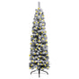Slim Pre-lit Christmas Tree with Flocked Snow Green 240 cm PVC