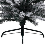 Slim Pre-lit Christmas Tree with Flocked Snow Green 240 cm PVC
