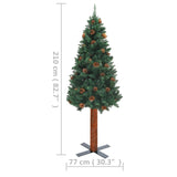 Slim Pre-lit Christmas Tree with Real Wood&Cones Green 210 cm - Extra Image