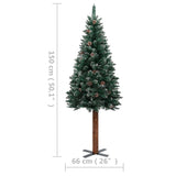 Slim Pre-lit Christmas Tree with Real Wood&White Snow Green 150 cm - Extra Image