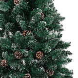Slim Pre-lit Christmas Tree with Real Wood&White Snow Green 180 cm - Top-Down View