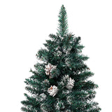 Slim Pre-lit Christmas Tree with Real Wood&White Snow Green 180 cm - 45-Degree Angle