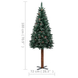 Slim Pre-lit Christmas Tree with Real Wood&White Snow Green 180 cm - Extra Image