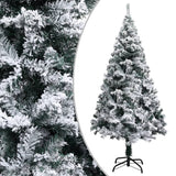 Artificial Pre-lit Christmas Tree with Flocked Snow Green 120 cm - Front View