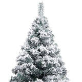 Artificial Pre-lit Christmas Tree with Flocked Snow Green 120 cm - Side View