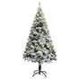 Artificial Pre-lit Christmas Tree with Flocked Snow Green 150cm