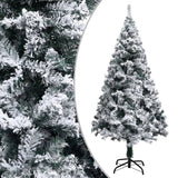 Artificial Pre-lit Christmas Tree with Flocked Snow Green 150 cm - Front View