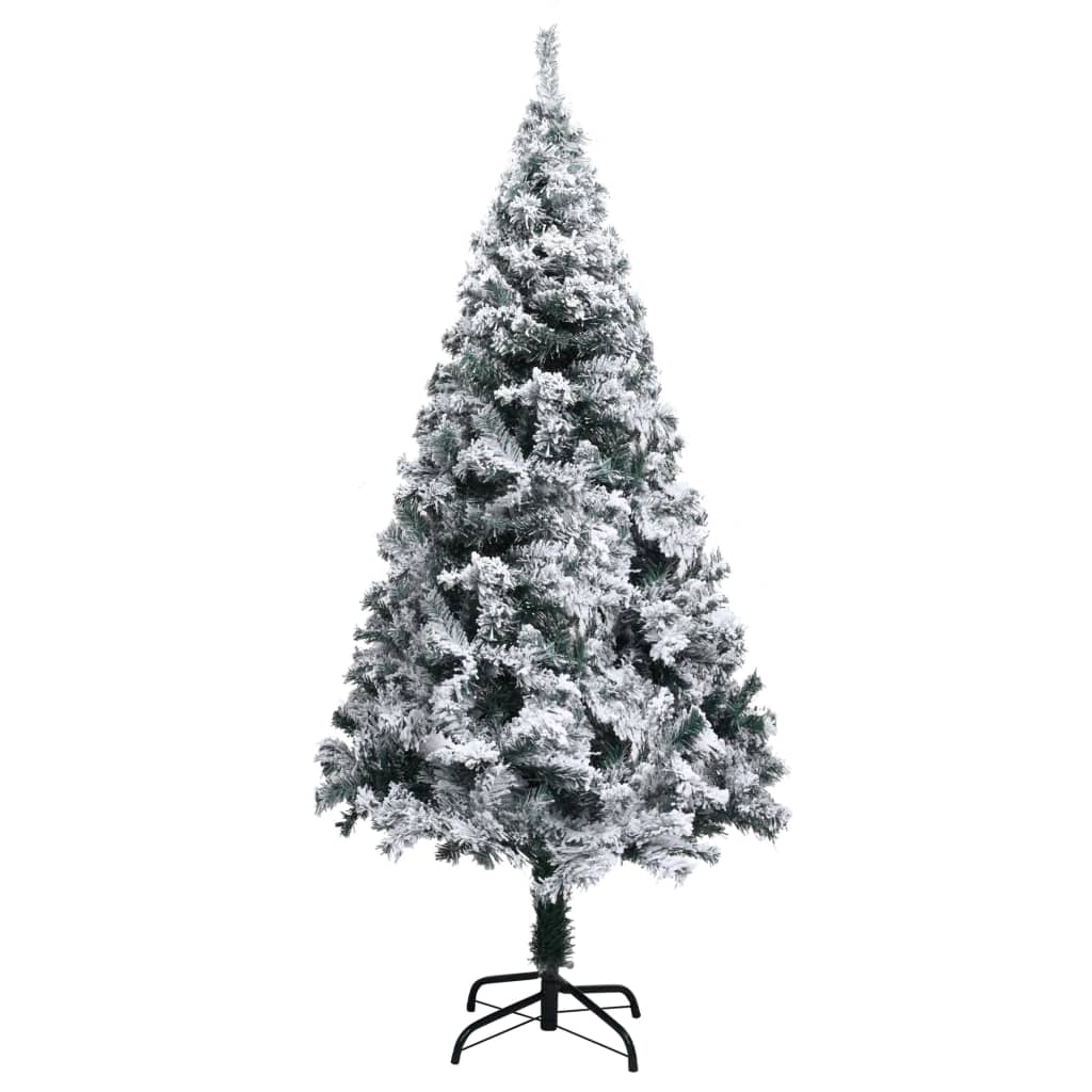 Artificial Pre-lit Christmas Tree with Flocked Snow Green 150 cm