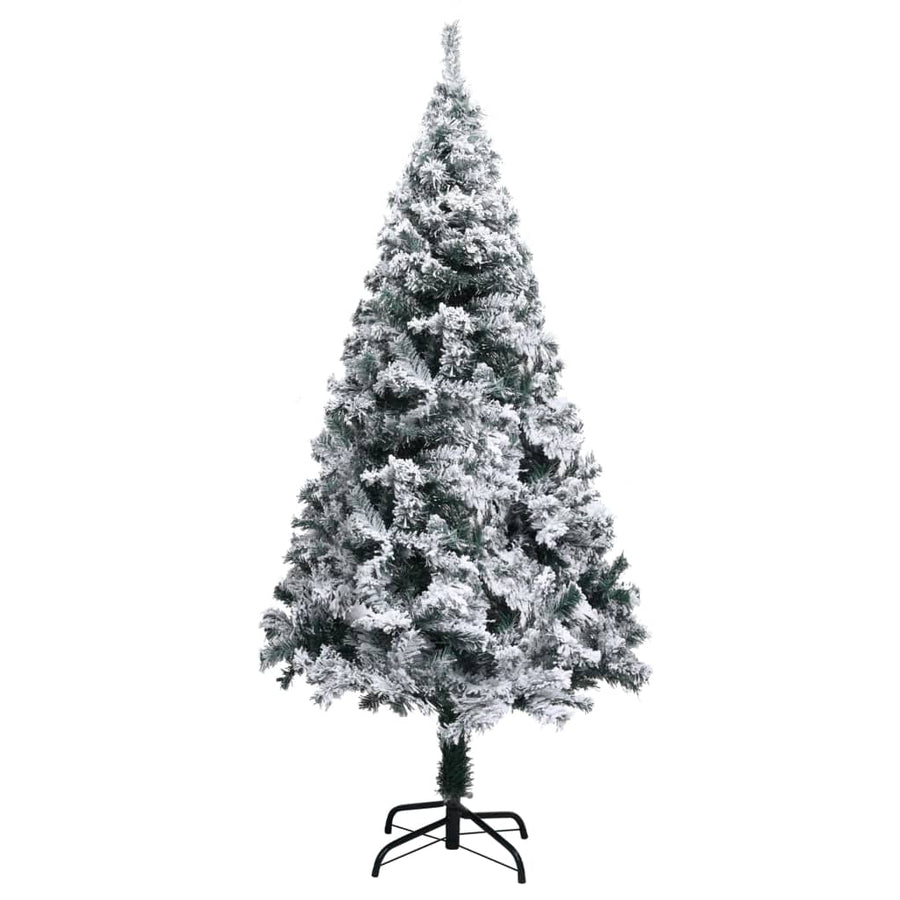 Artificial Pre-lit Christmas Tree with Flocked Snow Green 150cm