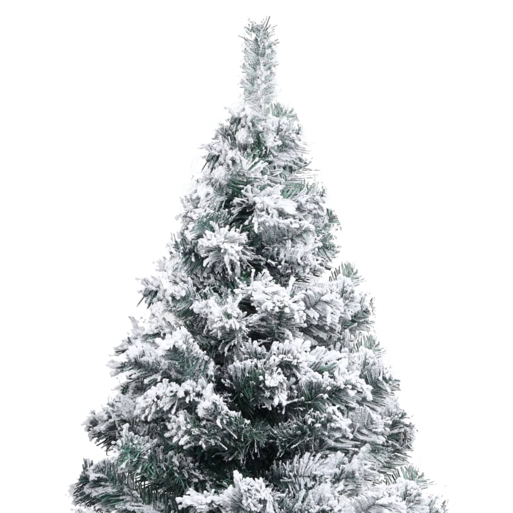 Artificial Pre-lit Christmas Tree with Flocked Snow Green 150 cm