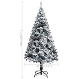 Artificial Pre-lit Christmas Tree with Flocked Snow Green 150 cm - Low Angle