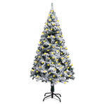 Artificial Pre-lit Christmas Tree with Flocked Snow Green 180cm