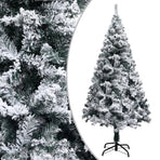 Artificial Pre-lit Christmas Tree with Flocked Snow Green 180cm