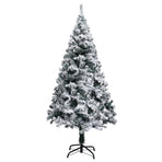 Artificial Pre-lit Christmas Tree with Flocked Snow Green 180cm