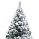 Artificial Pre-lit Christmas Tree with Flocked Snow Green 180 cm - Top-Down View