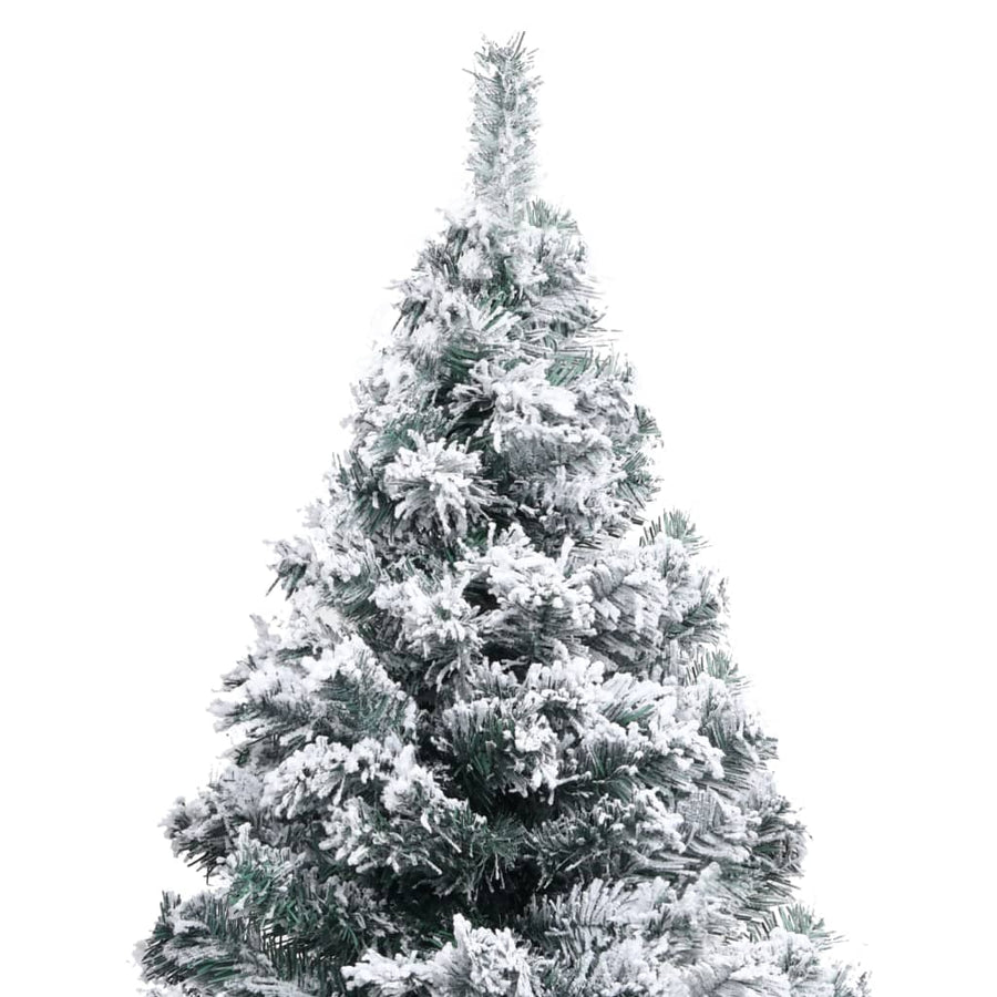 Artificial Pre-lit Christmas Tree with Flocked Snow Green 180cm