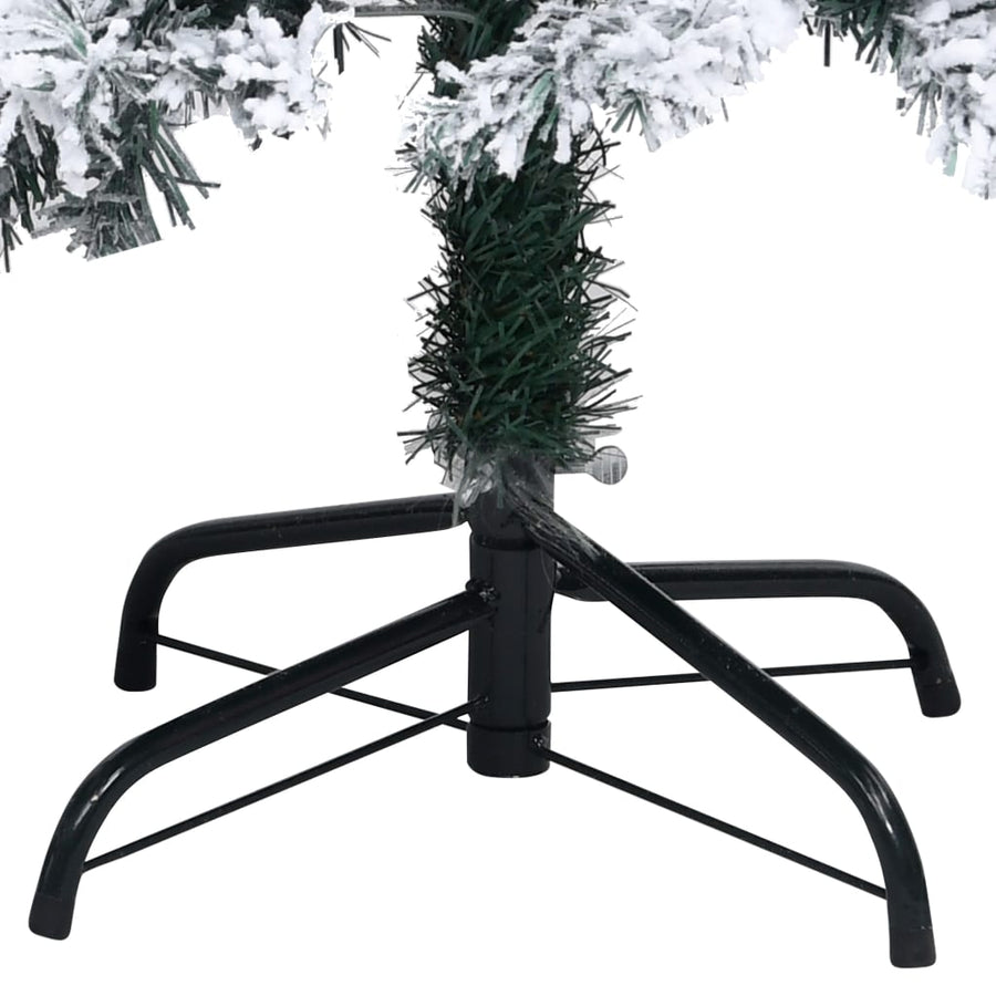 Artificial Pre-lit Christmas Tree with Flocked Snow Green 180cm