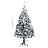 Artificial Pre-lit Christmas Tree with Flocked Snow Green 180 cm - Low Angle