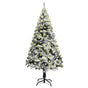 Artificial Pre-lit Christmas Tree with Flocked Snow Green 210cm