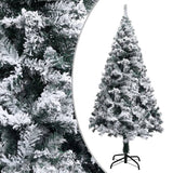 Artificial Pre-lit Christmas Tree with Flocked Snow Green 210 cm