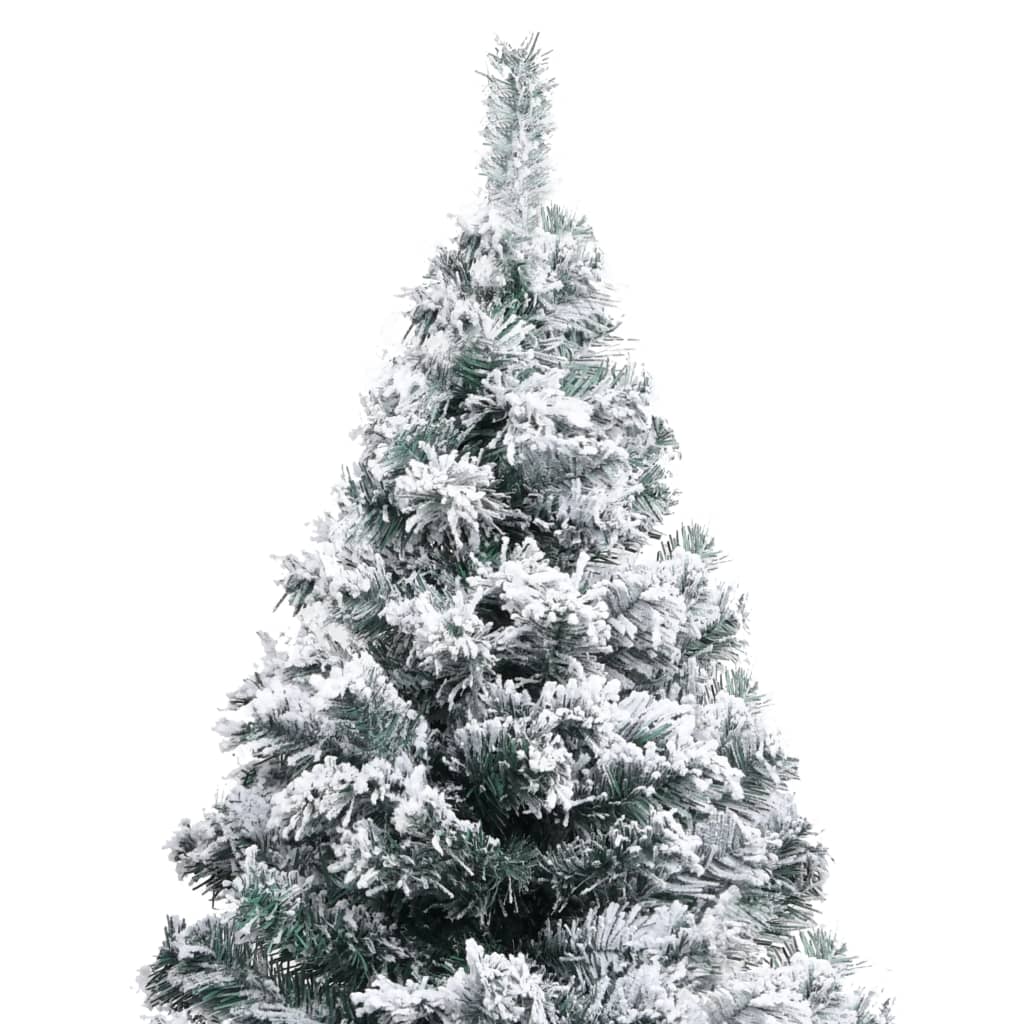 Artificial Pre-lit Christmas Tree with Flocked Snow Green 210 cm