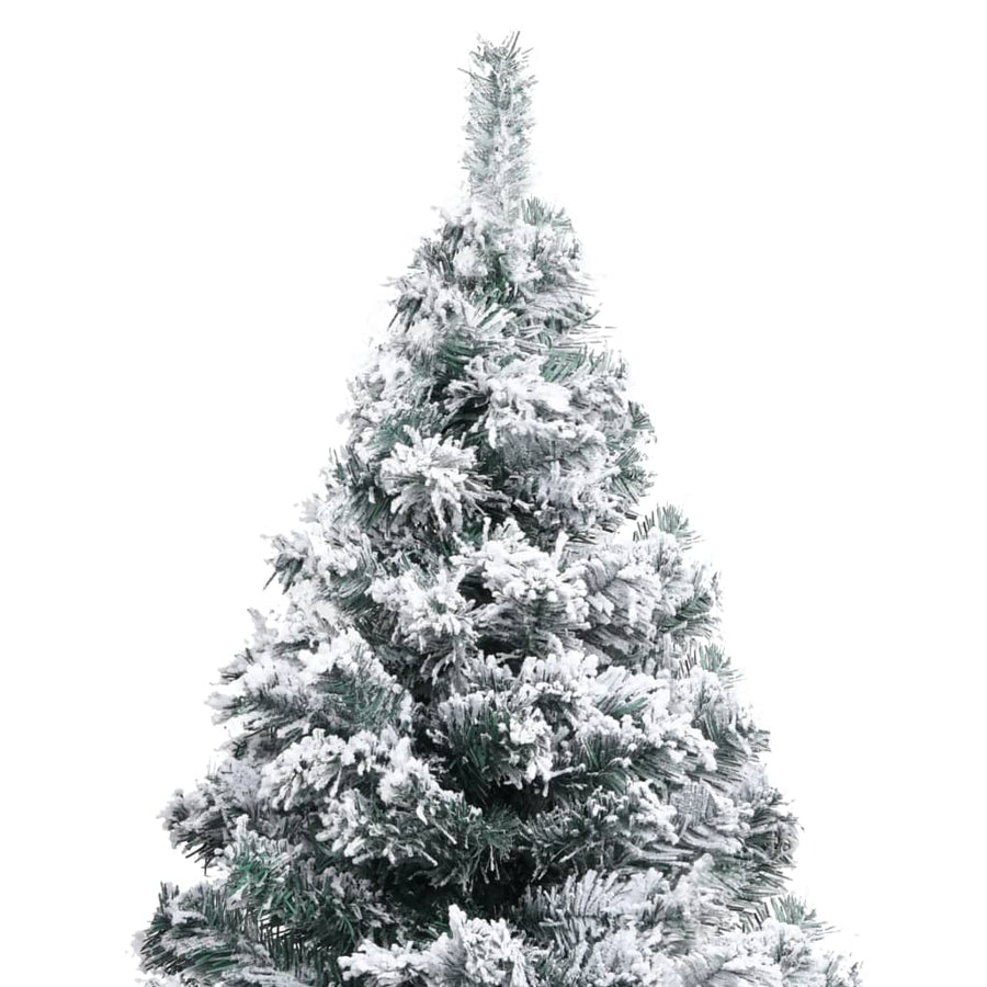 Artificial Pre-lit Christmas Tree with Flocked Snow Green 210cm