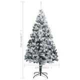 Artificial Pre-lit Christmas Tree with Flocked Snow Green 210 cm - Low Angle