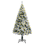 Artificial Pre-lit Christmas Tree with Flocked Snow Green 240cm