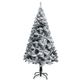 Artificial Pre-lit Christmas Tree with Flocked Snow Green 240 cm - Side View