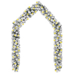 Christmas Garland with LEDs&Flocked Snow Green 5 m PVC