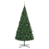 Artificial Pre-lit Christmas Tree with Ball Set LEDs 400 cm Green - Front View