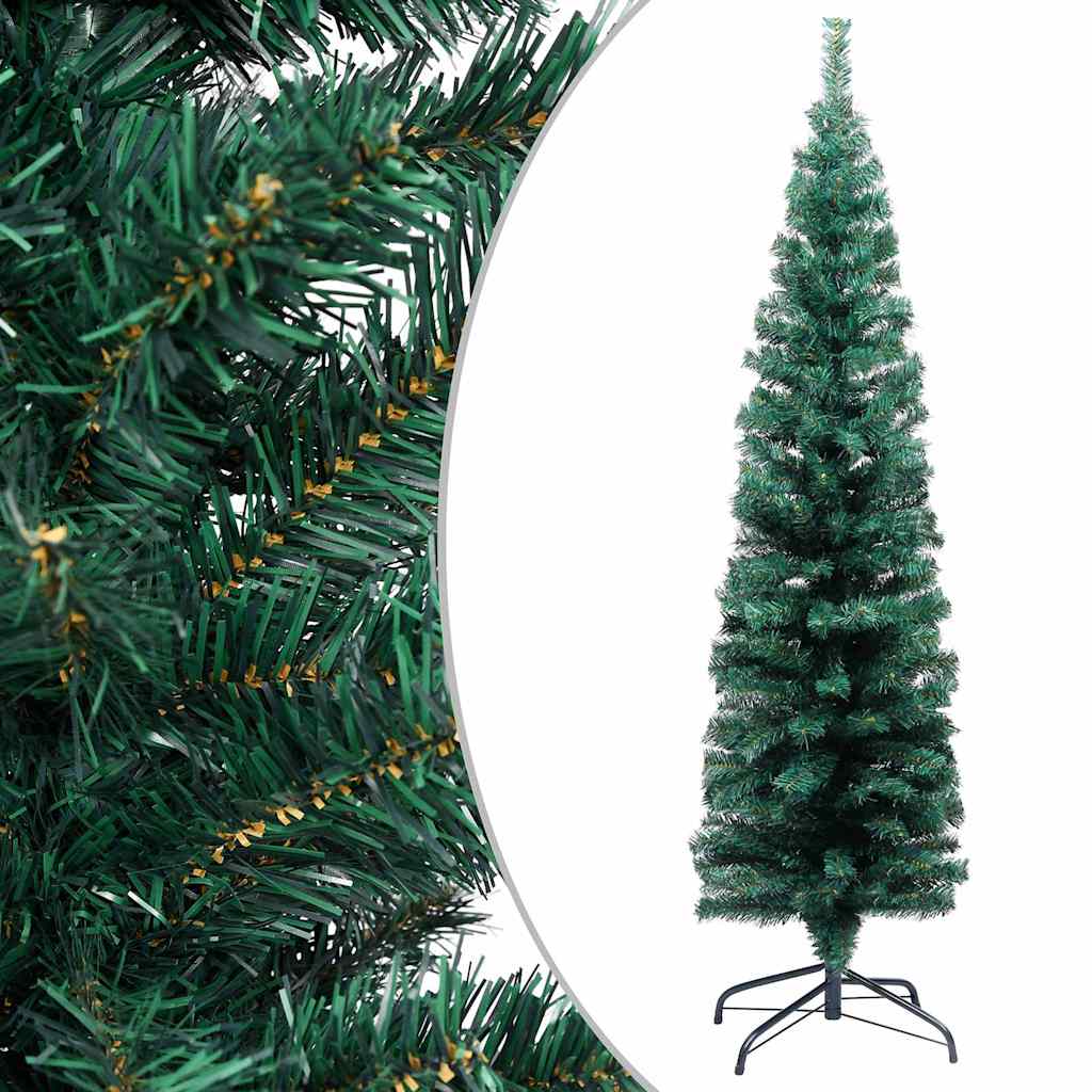 Slim Artificial Pre-lit Christmas Tree with Ball Set Green 120 cm