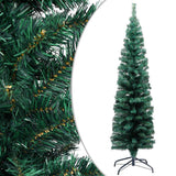 Slim Artificial Pre-lit Christmas Tree with Ball Set Green 150 cm - Front View
