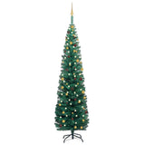 Slim Artificial Pre-lit Christmas Tree with Ball Set Green 240 cm