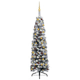 Slim Pre-lit Christmas Tree with Ball Set Green 120 cm PVC