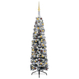 Slim Artificial Pre-lit Christmas Tree with Ball Set Green 150 cm