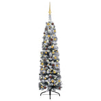 Slim Artificial Pre-lit Christmas Tree with Ball Set Green 150 cm