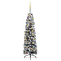 Slim Artificial Pre-lit Christmas Tree with Ball Set Green 150 cm