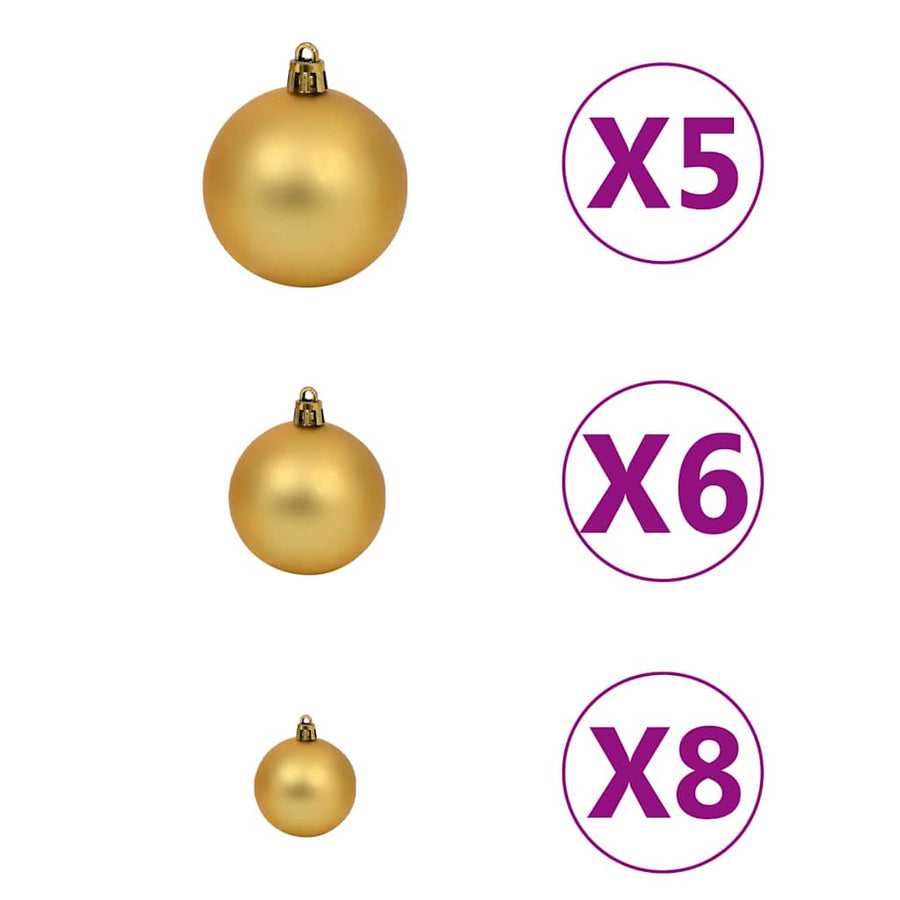 Slim Artificial Pre-lit Christmas Tree with Ball Set Green 150 cm